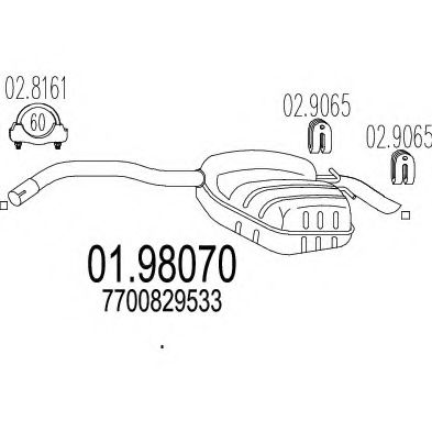 Глушитель выхлопных газов конечный MTS 01.98070