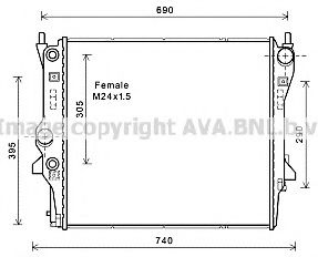 Радиатор, охлаждение двигателя AVA QUALITY COOLING JR2053