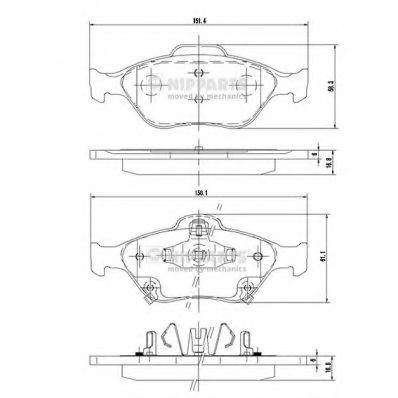 Комплект тормозных колодок, дисковый тормоз NIPPARTS N3602130