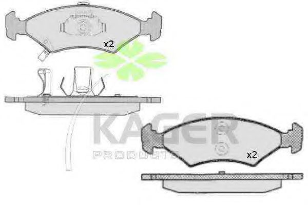 Комплект тормозных колодок, дисковый тормоз KAGER 350578