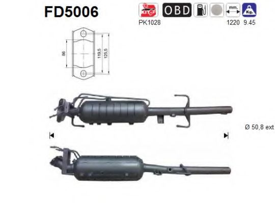 Сажевый / частичный фильтр, система выхлопа ОГ AS FD5006