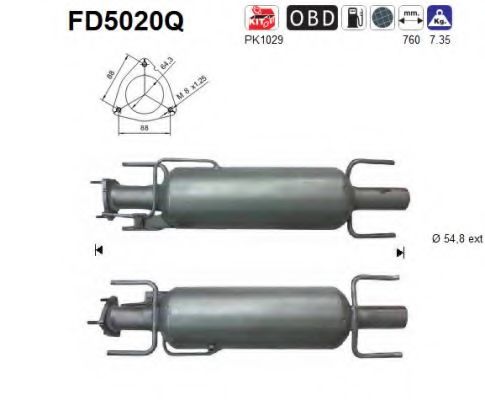 Сажевый / частичный фильтр, система выхлопа ОГ AS FD5020Q