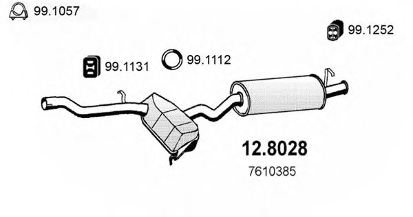 Средний / конечный глушитель ОГ ASSO 12.8028
