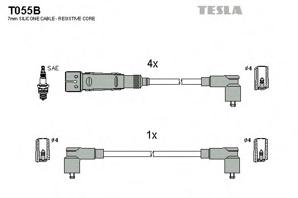 Комплект проводов зажигания TESLA T055B