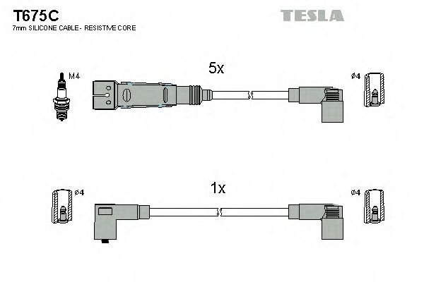 Комплект проводов зажигания TESLA T675C
