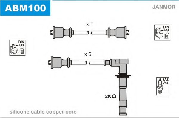 Комплект проводов зажигания JANMOR ABM100