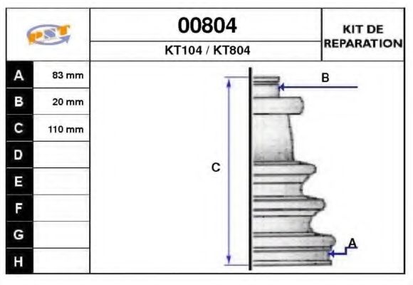 Комплект пылника, приводной вал SNRA 00804