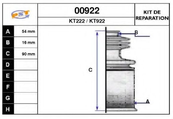 Комплект пылника, приводной вал SNRA 00922