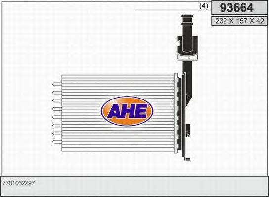 Теплообменник, отопление салона AHE 93664