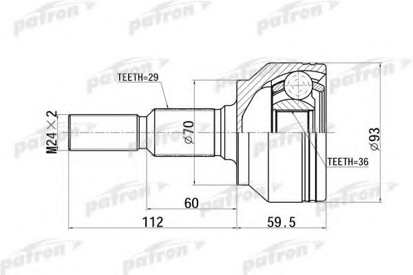 Шарнирный комплект, приводной вал PATRON PCV6879