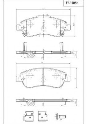 Комплект тормозных колодок, дисковый тормоз FI.BA FBP4084