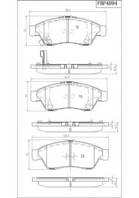 Комплект тормозных колодок, дисковый тормоз FI.BA FBP4094