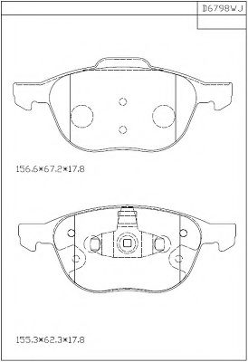 Комплект тормозных колодок, дисковый тормоз ASIMCO KD6798W