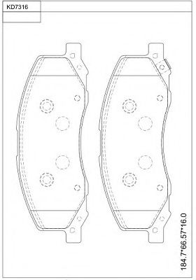 Комплект тормозных колодок, дисковый тормоз ASIMCO KD7316