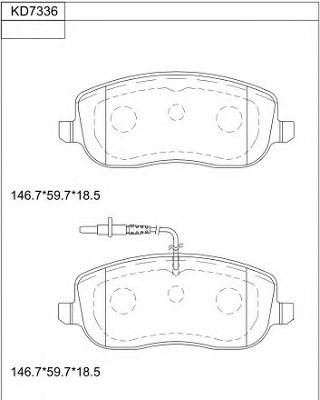 Комплект тормозных колодок, дисковый тормоз ASIMCO KD7336