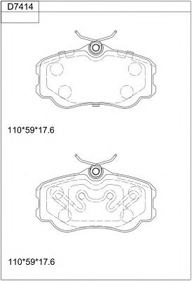 Комплект тормозных колодок, дисковый тормоз ASIMCO KD7414