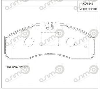 Комплект тормозных колодок, дисковый тормоз ASIMCO KD7545