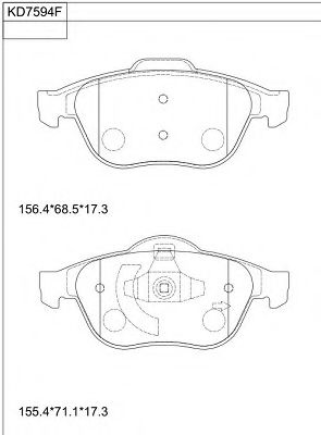 Комплект тормозных колодок, дисковый тормоз ASIMCO KD7594F