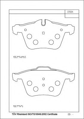 Комплект тормозных колодок, дисковый тормоз ASIMCO KD7024