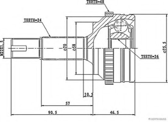 Шарнирный комплект, приводной вал HERTH+BUSS JAKOPARTS J2822122
