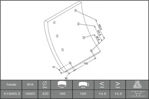 Комплект тормозных башмаков, барабанные тормоза FERODO K19065.0-F3744