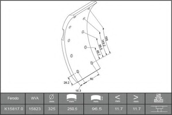 Комплект тормозных башмаков, барабанные тормоза FERODO K15817.0TG