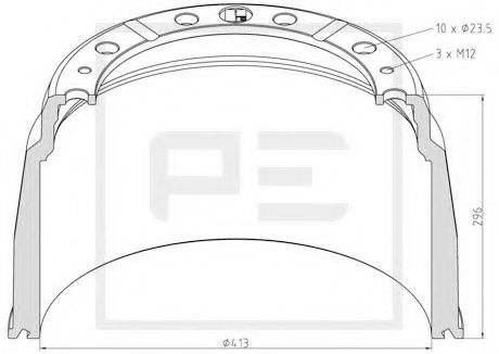 Тормозной барабан PE Automotive 126.007-00A