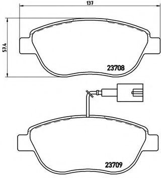 Комплект тормозных колодок, дисковый тормоз BREMBO P 23 087