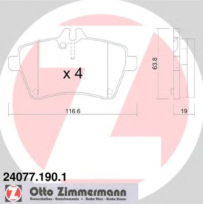 Комплект тормозных колодок, дисковый тормоз ZIMMERMANN 240771901
