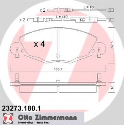 Комплект тормозных колодок, дисковый тормоз ZIMMERMANN 23273
