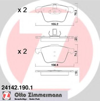 Комплект тормозных колодок, дисковый тормоз ZIMMERMANN 24142.190.1