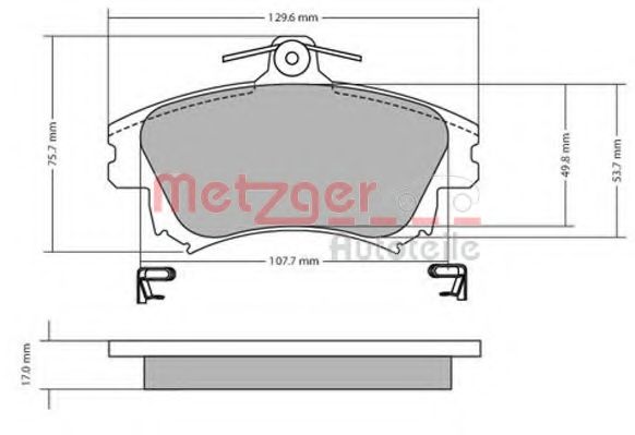 Комплект тормозных колодок, дисковый тормоз METZGER 1170032