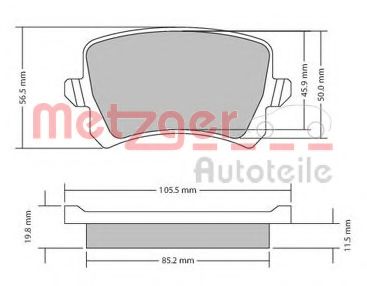 Комплект тормозных колодок, дисковый тормоз METZGER 1170116