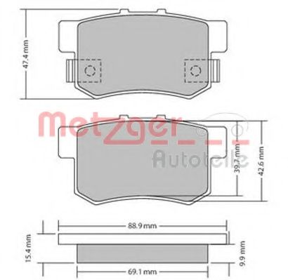 Комплект тормозных колодок, дисковый тормоз METZGER 1170328