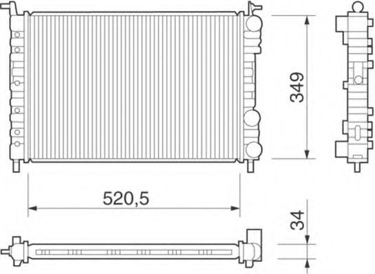 Радиатор, охлаждение двигателя MAGNETI MARELLI 350213260000