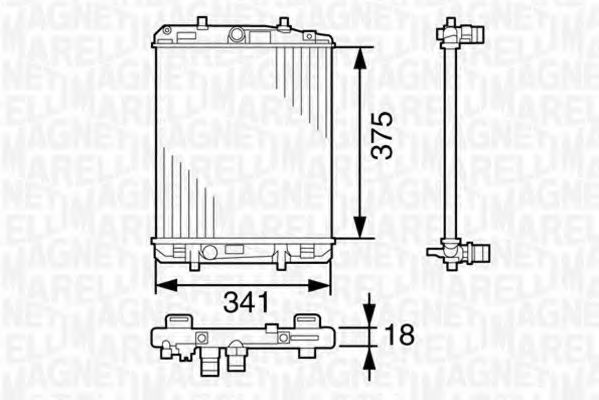 Радиатор, охлаждение двигателя MAGNETI MARELLI 350213391000