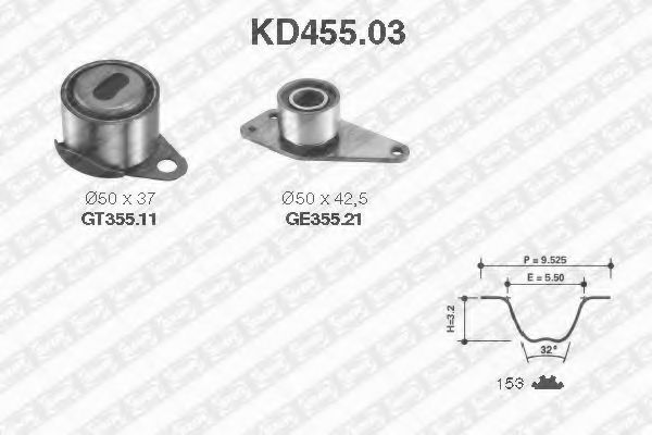 Комплект ремня ГРМ SNR KD455.03