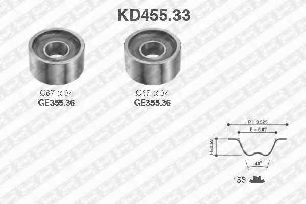 Комплект ремня ГРМ SNR KD455.33