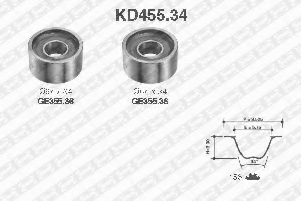 Комплект ремня ГРМ SNR KD455.34