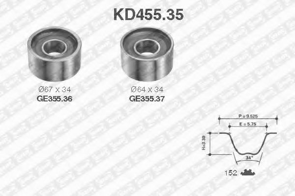 Комплект ремня ГРМ SNR KD455.35