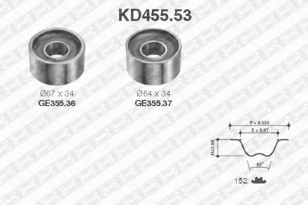 Комплект ремня ГРМ SNR KD455.53