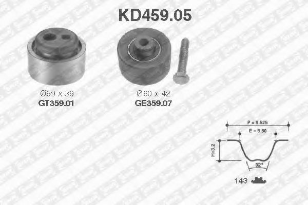 Комплект ремня ГРМ SNR KD459.05