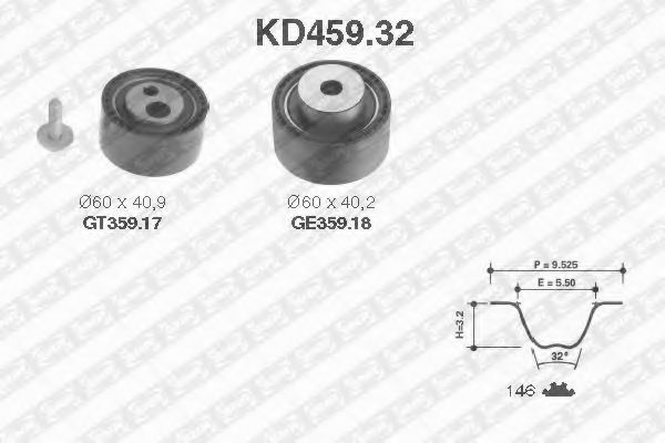 Комплект ремня ГРМ SNR KD459.32