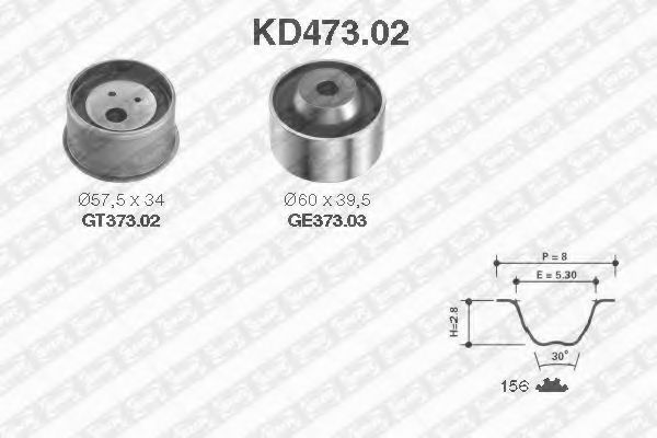 Комплект ремня ГРМ SNR KD473.02