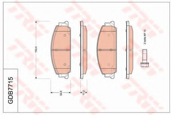 Комплект тормозных колодок, дисковый тормоз TRW GDB7715