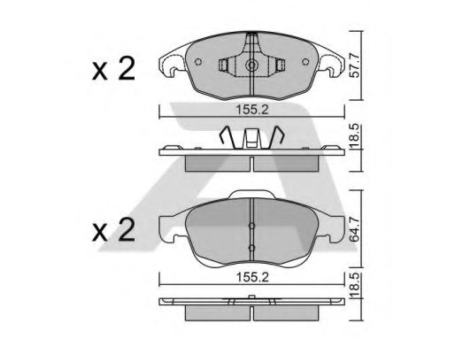 Комплект тормозных колодок, дисковый тормоз AISIN BPCI-1002