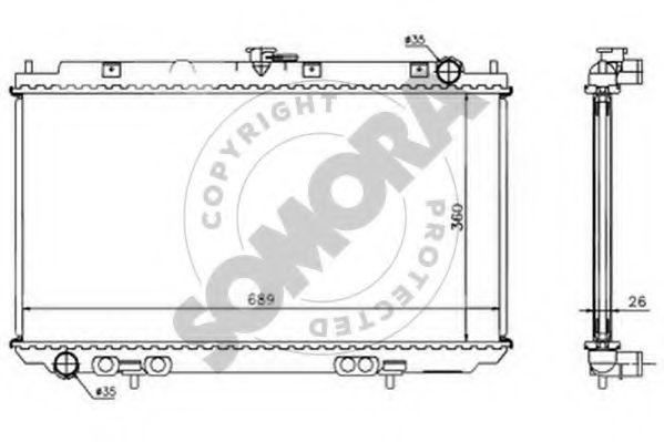 Радиатор, охлаждение двигателя SOMORA 193442