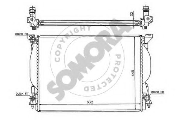 Радиатор, охлаждение двигателя SOMORA 021540F