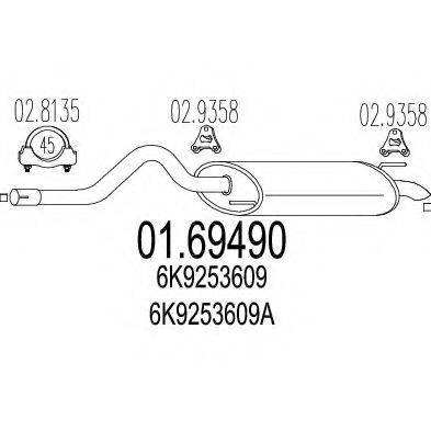 Глушитель выхлопных газов конечный MTS 01.69490