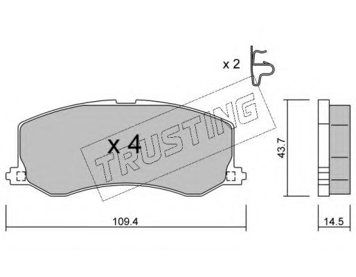 Комплект тормозных колодок, дисковый тормоз TRUSTING 432.0